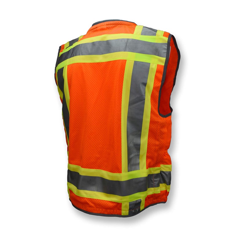 Radians SV55 Class 2 Heavy Woven Two Tone Engineer Vest with Padded Neck to Support Extra Weight in Cargo Pockets, Orange, Large - Image 2